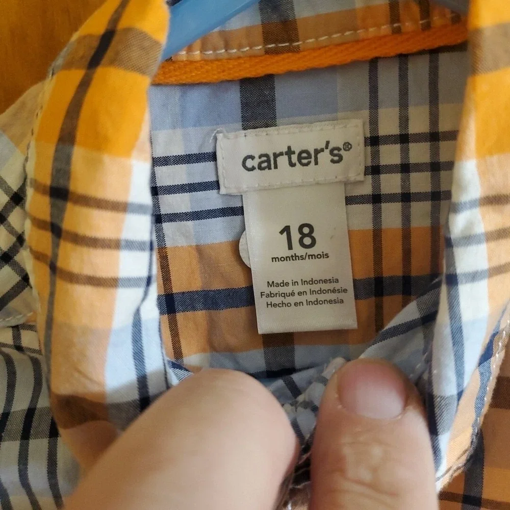 OshKosh B'gosh Carter's Toddler Boys Plaid Flannel Shirts Lot Sz 18M‎